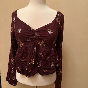 La Hearts Burgundy Floral Blouse